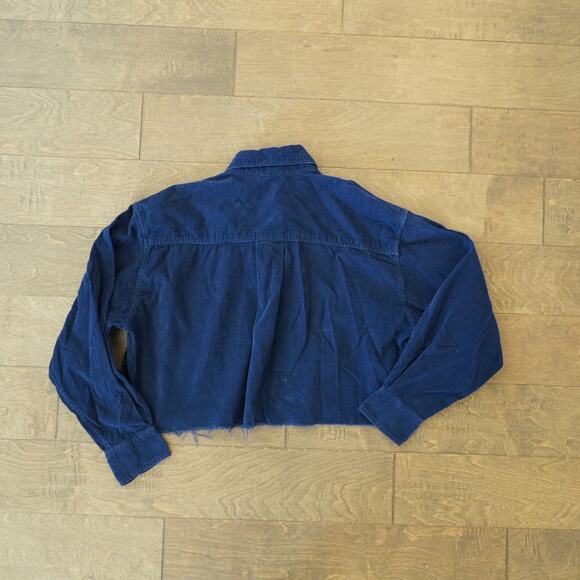 VTG OTC Over-the-Counter by MCM Crop Womens Medium Blue Corduroy Flap Pockets - Picture 2 of 10